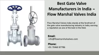 Best Gate Valve Manufacturers in India - Flow Marshal Valves India