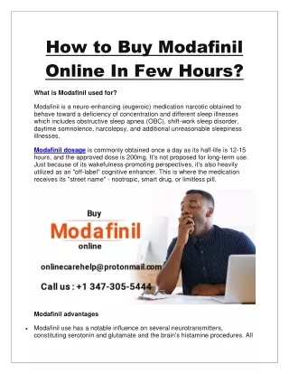 How to Buy Modafinil Online In Few Hours?