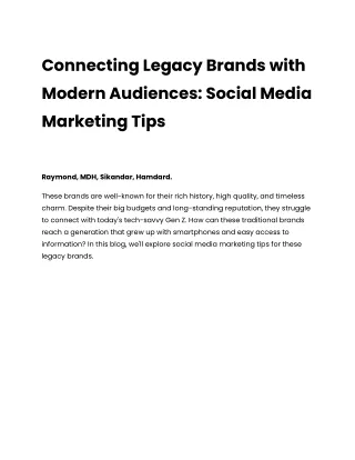 Social Media Marketing Tips for Traditional Brands.