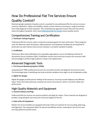 How Do Professional Flat Tire Services Ensure Quality Control?