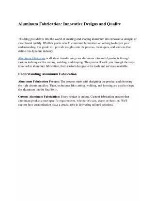 Aluminum Fabrication_ Innovative Designs and Quality