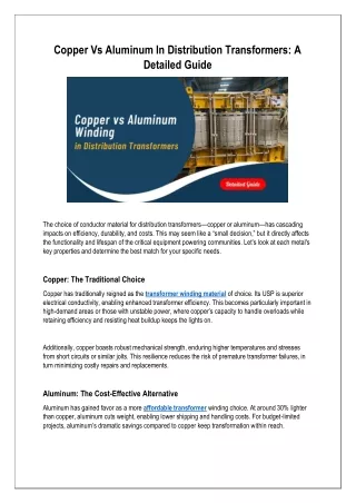 A Comprehensive Guide on Copper vs. Aluminum In Distribution Transformers