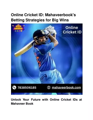 Online Cricket ID_ Mahaveerbook's Betting Strategies for Big Wins