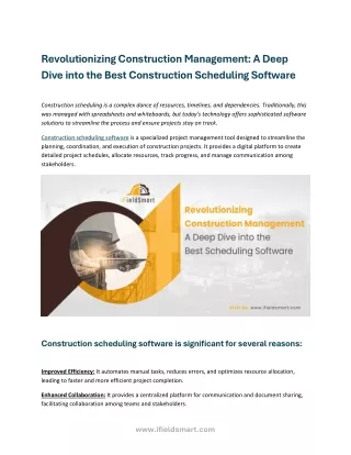 Revolutionizing Construction Management A Deep Dive into the Best Scheduling Software