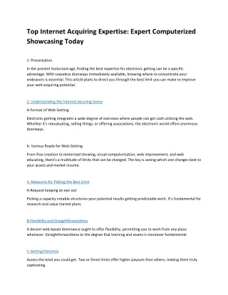 Top Internet Acquiring Expertise: Expert Computerized Showcasing Today