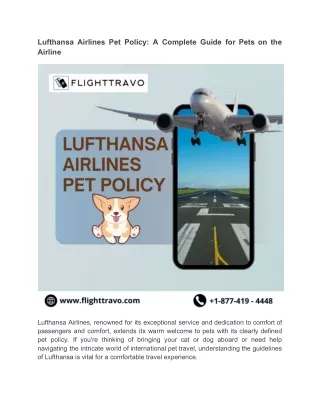 Lufthansa Airlines Pet Policy