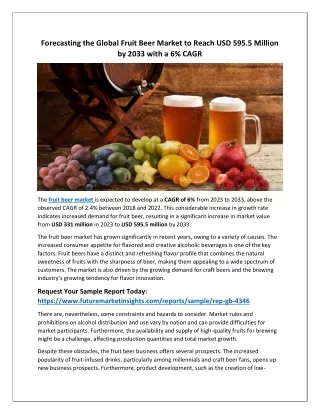 Market Dynamics: Fruit Beer Industry Poised for Significant Growth by 2033