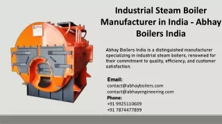 Industrial Steam Boiler Manufacturer in India  - Abhay Boilers India