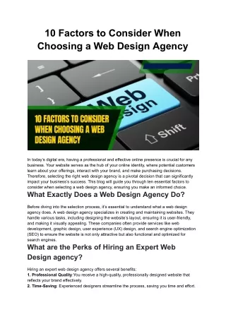 10 Factors to Consider When Choosing a Web Design Company