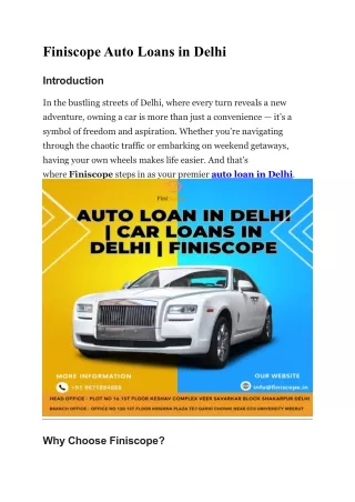 Finiscope - Your Trusted Partner for Auto Loans in Delhi