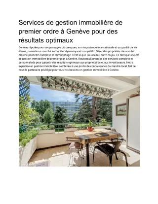 Régie immobilière genève