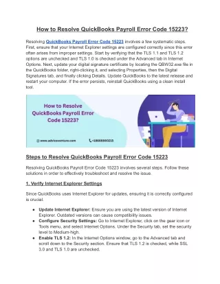 How to Resolve QuickBooks Payroll Error Code 15223_