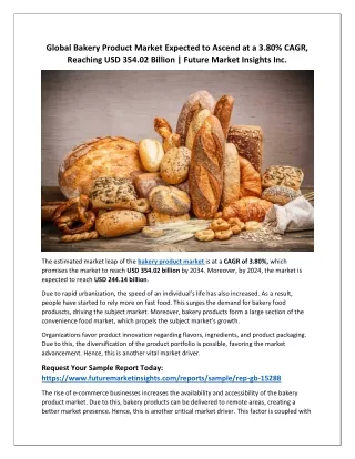 Bakery Products Gain Momentum in Convenience Food Sector, Driving Market Growth
