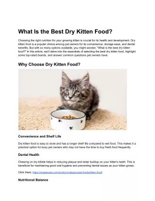 What Is the Best Dry Kitten Food