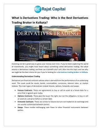 What is Derivatives Trading Who is the Best Derivatives Trading Broker in Kolkata