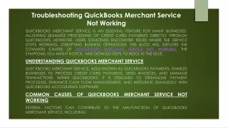 Troubleshooting QuickBooks Merchant Service Not Working