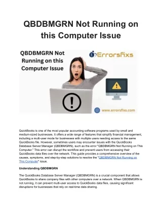 QBDBMGRN Not Running on this Computer Issue