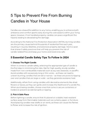 5 Tips to Prevent Fire From Burning Candles in Your House