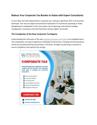 Reduce Your Corporate Tax Burden in Dubai