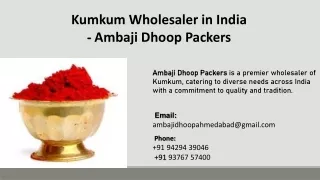 Kumkum Wholesaler in India  - Ambaji Dhoop Packers