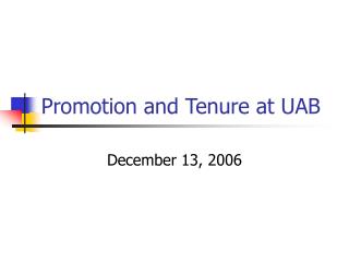 Promotion and Tenure at UAB