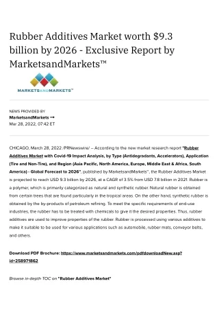 Rubber Additives Market worth $9.3 billion by 2026 - Exclusive Report by MarketsandMarkets™