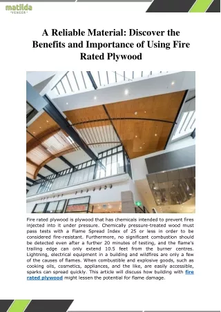 A Reliable Material Discover the Benefits and Importance of Using Fire Rated Plywood