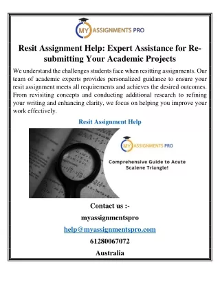 Resit Assignment Help Expert Assistance for Re-submitting Your Academic Projects