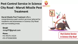 Pest Control Service in Science City Road  - Maruti Missile Pest Treatment