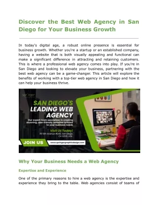 Discover the Best Web Agency in San Diego for Your Business Growth