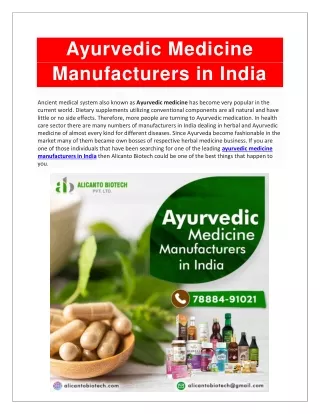 Ayurvedic Medicine Manufacturers in India