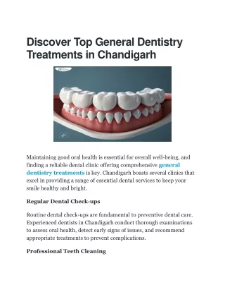 Top General Dentistry Treatments in Chandigarh