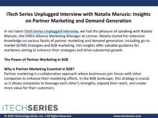 iTech Series Unplugged Interview with Natalia Marusic: Insights on Partner Marke