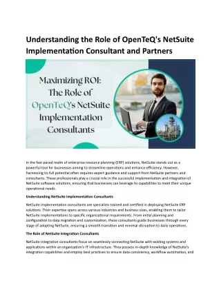 Understanding the Role of OpenTeQ's NetSuite Implementation Consultant