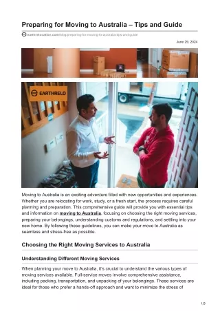 Preparing for Moving to Australia  Tips and Guide