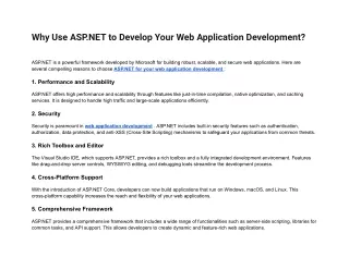 Why Use ASP.NET to Develop Your Web Application Development?