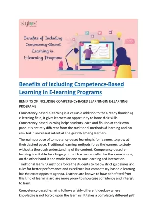 Benefits of Including Competency