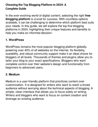 Choosing the Top Blogging Platform in 2024: A Complete Guide