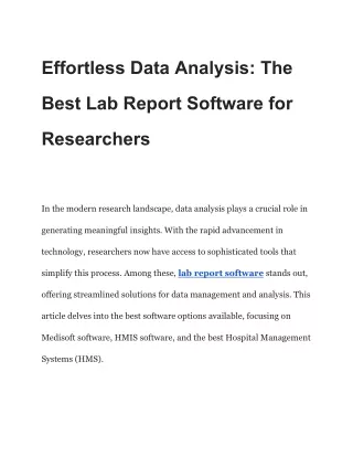 Effortless Data Analysis_ The Best Lab Report Software for Researchers