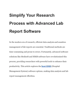 Simplify Your Research Process with Advanced Lab Report Software