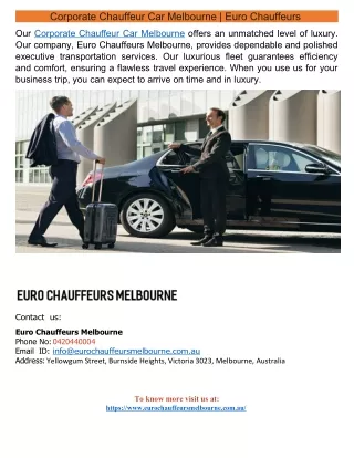 Corporate Chauffeur Car Melbourne | Euro Chauffeurs