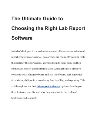 The Ultimate Guide to Choosing the Right Lab Report Software
