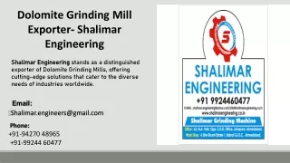 Dolomite Grinding Mill Exporter - Shalimar Engineering