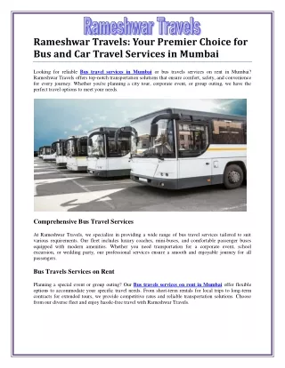 Best Car and Bus Travel Services in Mumbai: Transport Solution