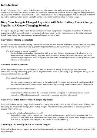 Maintain Your Instruments Charged Anywhere with Solar Cell Phone Charger Supplie