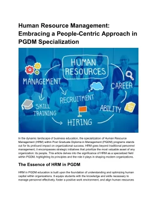 Human Resource Management_ Embracing a People-Centric Approach in PGDM Specialization