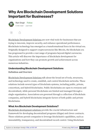 What is the Significance of Blockchain Development Solutions for Businesses