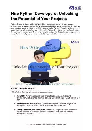 Comprehensive Guide to Hire Python Developers: Key Skills, Hiring Process, and B