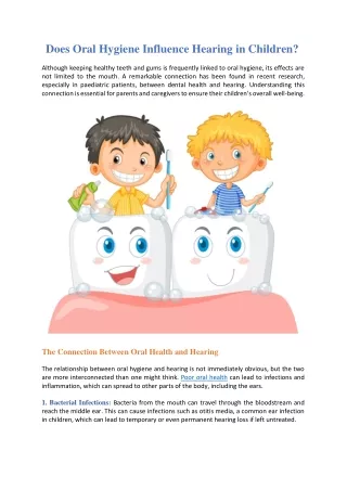 Does Oral Hygiene Influence Hearing in Children?