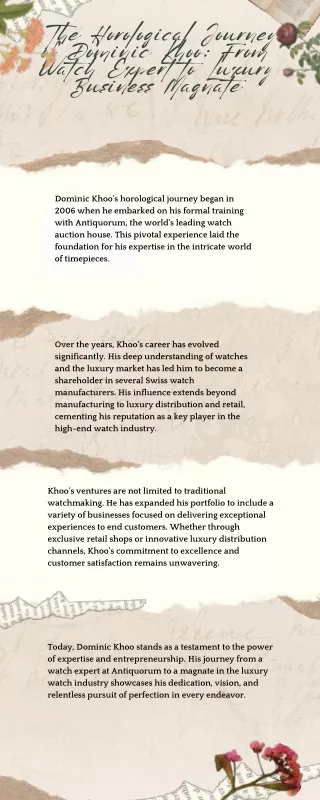 The Horological Journey of Dominic Khoo: From Watch Expert to Luxury Business M